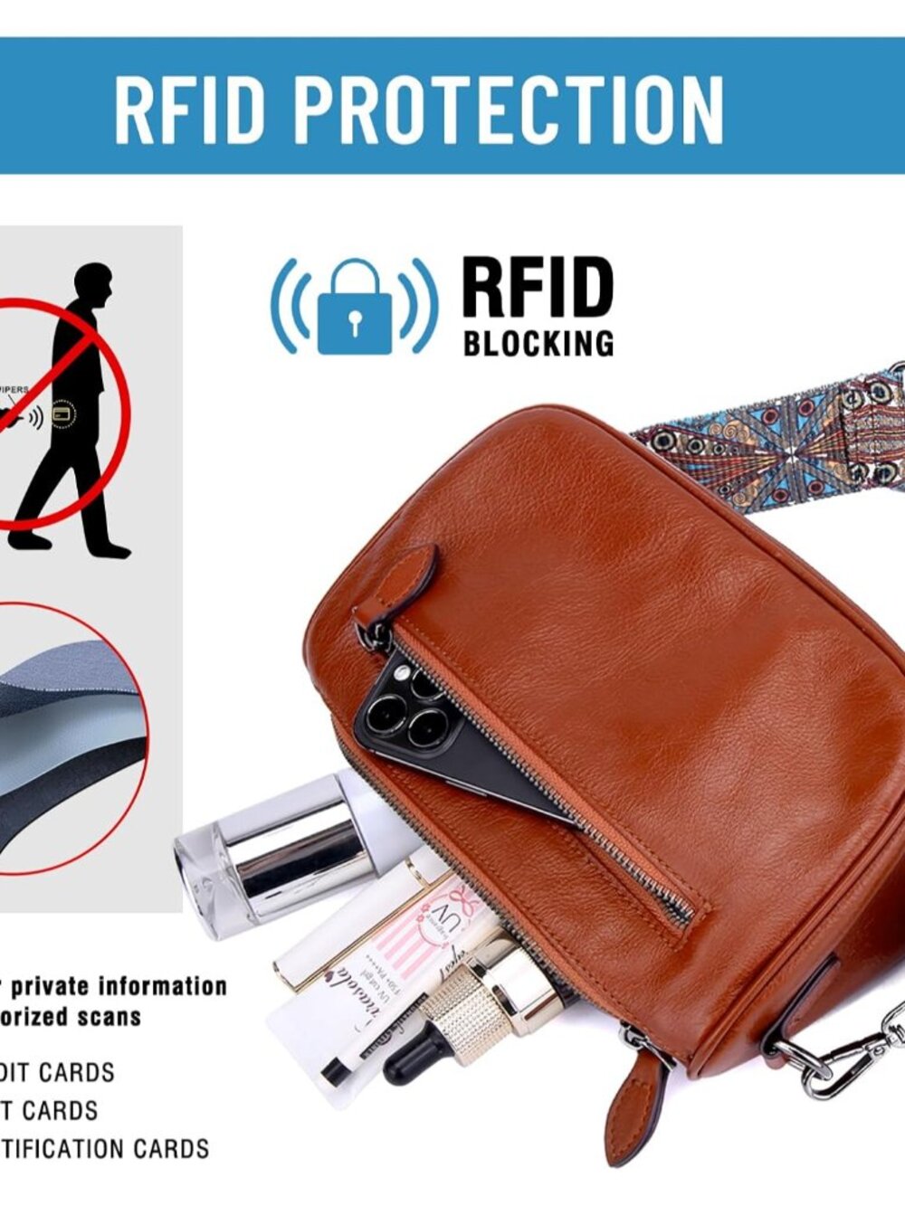 Purses: Small Genuine Cross Body Handbags with Wide Shoulder Strap to Travel Bro - Picture 6 of 9